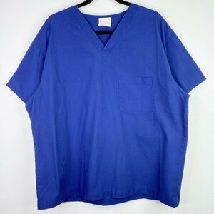 Allheart Scrub Basics Solid Blue Scrub Top Shirt Size Large L Unisex